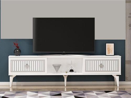 DemonteHome Ni̇ldh 150 Cm Tv Sehpasi Beyaz Gümüş