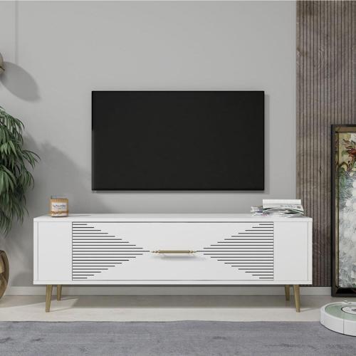 DemonteHome Retrol1Dh Tv Sehpasi Beyaz Altin