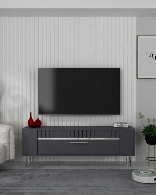 DemonteHome Retrolp1Dh Tv Sehpasi Antrasi̇t Gümüş