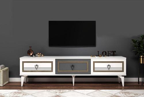 DemonteHome Asyadh Tv Sehpasi Beyaz Antrasi̇t