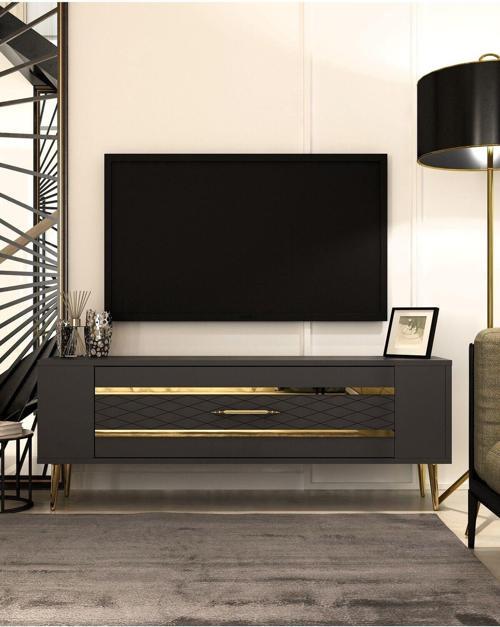 DemonteHome Retrolp2Dh Tv Sehpasi Antrasi̇t Altin