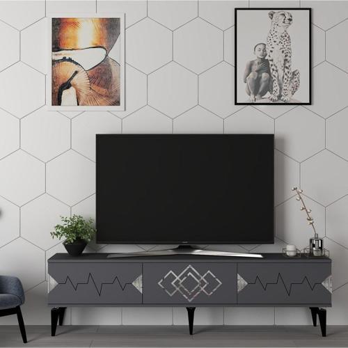 Ri̇ti̇mdh 180 Cm Tv Sehpasi Antrasi̇t Gümüş