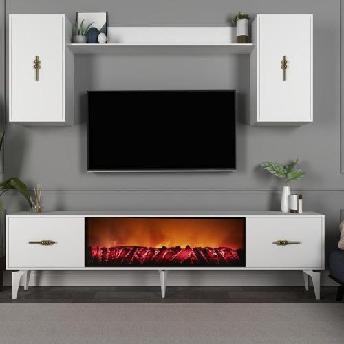 DemonteHome Sintadh 180 Cm Şömineli (B) Tv Ünitesi Takımı Beyaz
