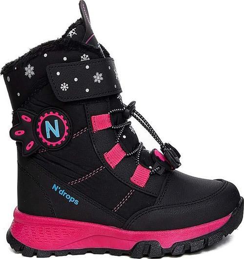 Nds Cırtlı Siyah Fuşya Kız Çocuk Kar Botu Ayakkabı
