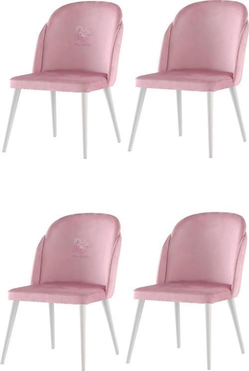 4 Adet Limon Sandalye Ahşap Beyaz Sandalye Mutfak Salon Yemek Odası Sandalyesi