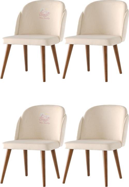 4 Adet Limon Sandalye Ahşap Ceviz Sandalye Mutfak Salon Yemek Odası Sandalyesi