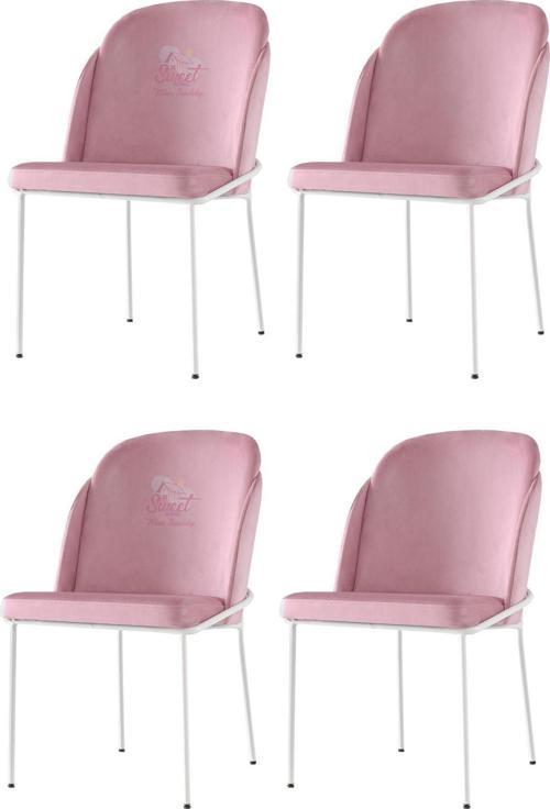4 Adet Limon Sandalye Metal Beyaz Sandalye Mutfak Salon Yemek Odası Sandalyesi