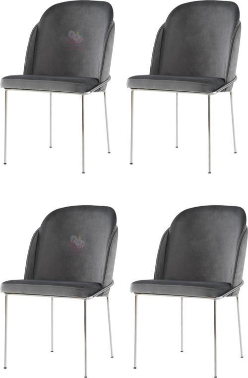 4 Adet Limon Sandalye Metal Krom Sandalye Mutfak Salon Yemek Odası Sandalyesi