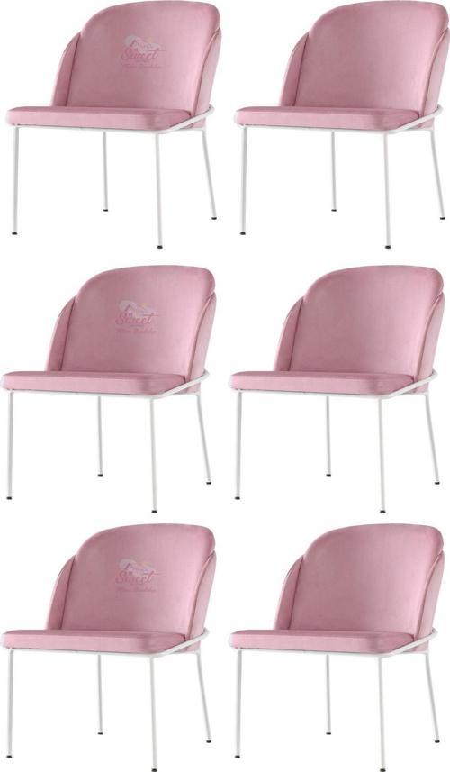 6 Adet Limon Sandalye Metal Beyaz Sandalye Mutfak Salon Yemek Odası Sandalyesi