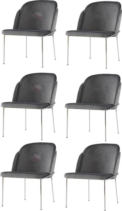 6 Adet Limon Sandalye Metal Krom Sandalye Mutfak Salon Yemek Odası Sandalyesi