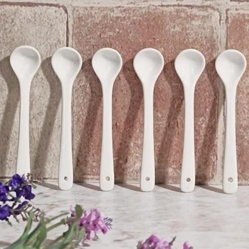 GSA-50  Porselen Büyük Beyaz 6'lı Çay Kaşığı Set 13 cm (49850)