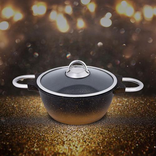 Kuvars 24 cm Derin Tencere - Siyah Gold