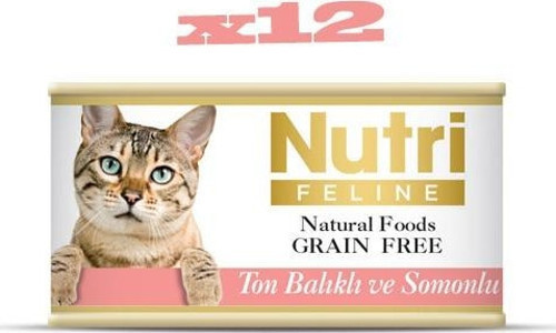 Tahılsız Ton Balıklı & Somonlu Yaş Kedi Maması 85 gr x 12 Adet