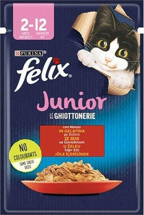 Pouch Junior Sığır Etli Yavru Kedi Konservesi 26 Adet 85 Gr - Petshopundan