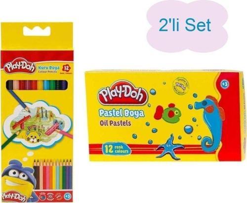 12 Renk Kuru Boya Tam Boy Ve Pastel Boya 12 Renk 2 Li Set