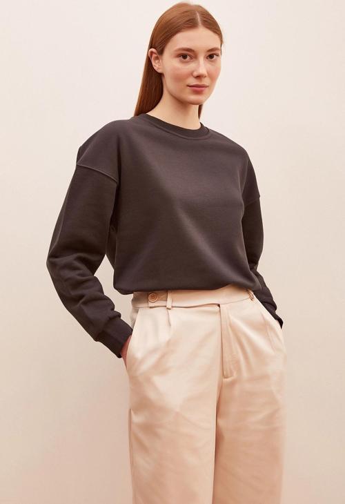 Bisiklet Yaka Sweatshirt Antirasit