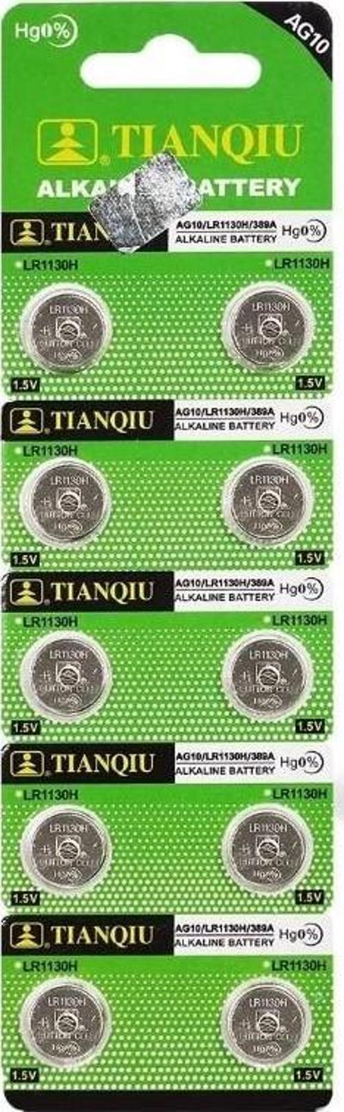 Tianqui AG10 LR1130 389 Alkalin 10 lu Pil Düğme Saat Pili