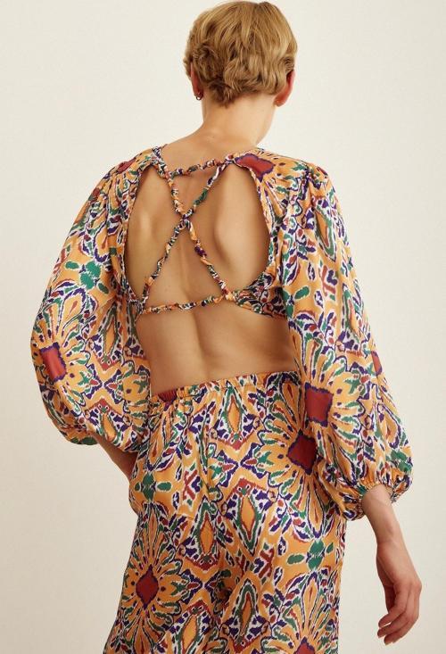 Sırt Dekolteli Crop Hardal