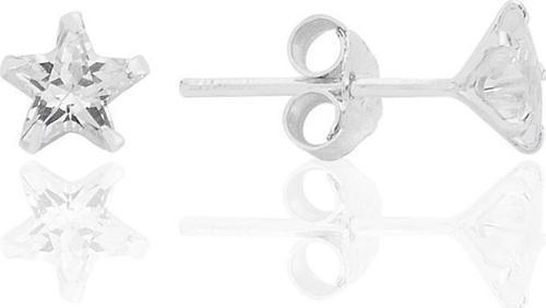 Gümüş zirkon taşlı, yıldız kesim 5 mm tektaş küpe [barcode]