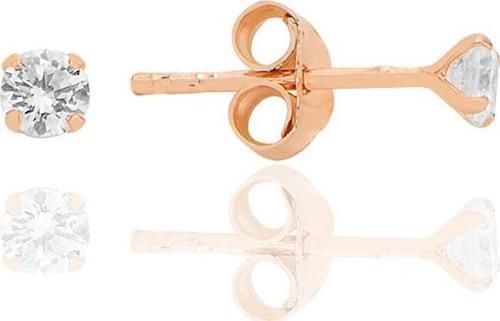 Gümüş zirkon taşlı,rose yuvarlak kesim 3 mm tektaş küpe [barcode]