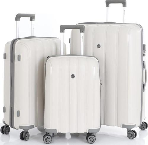 3lü Set Kırılmaz Silikon Seyahat Valizi Bavulu V305 Kemik Gri