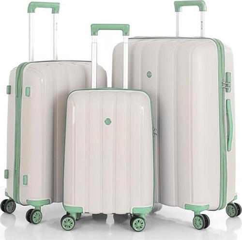 3lü Set Kırılmaz Silikon Seyahat Valizi Bavulu V305 Kemik Su Yeşili