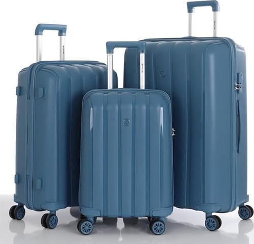 3lü Set Kırılmaz Silikon Seyahat Valizi Bavulu V305 Sky Blue