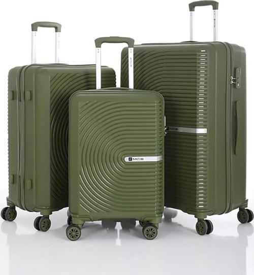 3lü Set Kırılmaz Silikon Seyahat Valizi Bavulu V374 Haki