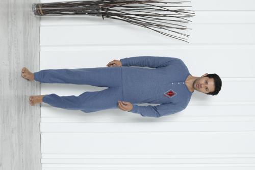 Falkom 5006 İnterlok Kalın Kışlık Çizgili Erkek Ev Pijama Takımı