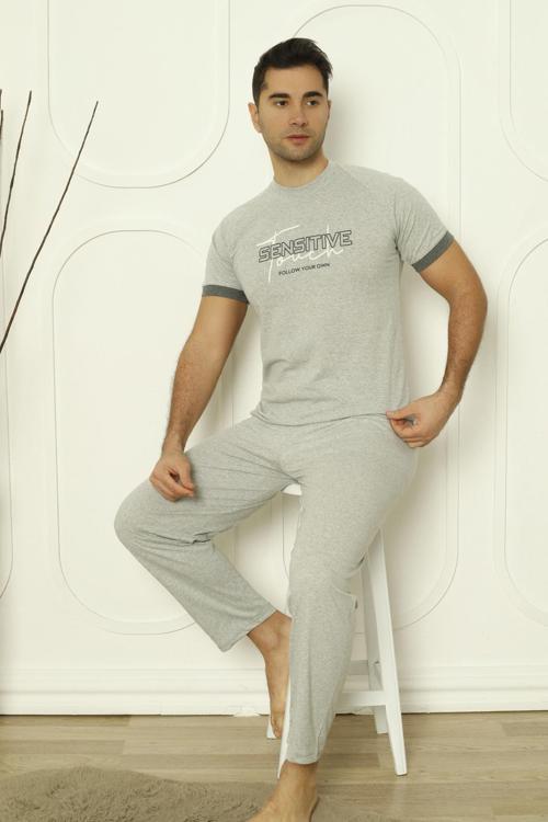 Falkom 8106 Penye Erkek Süprem Yazlık Kısa Kollu Pijama Takımı
