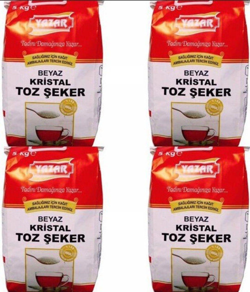 Kristal Toz Şeker(Kraft Ambalaj) 5 Kg X 4 Paket