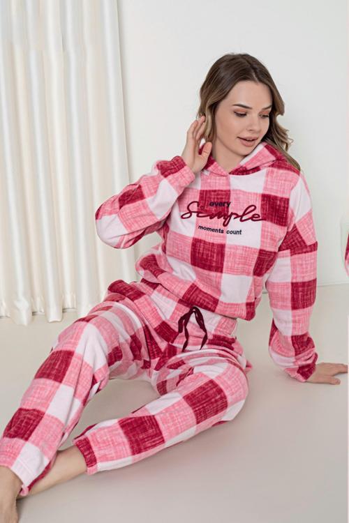 Mirano 3251 İnterlok Şardonlu Spor Kapüşonlu Kışlık Kadın Eşofman Pijama Takım
