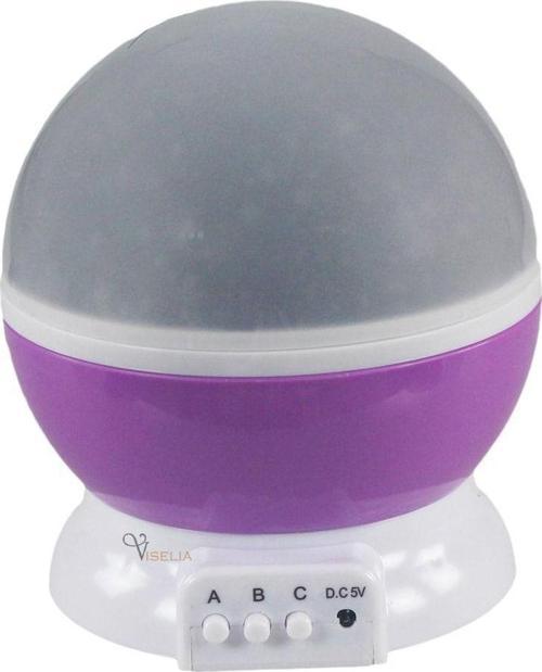 Starmaster Klc-03 3 X Kalem Pilli + 5 Volt Yıldız Yansıtmalı Küre Tip Gece Lambası Mor Renk
