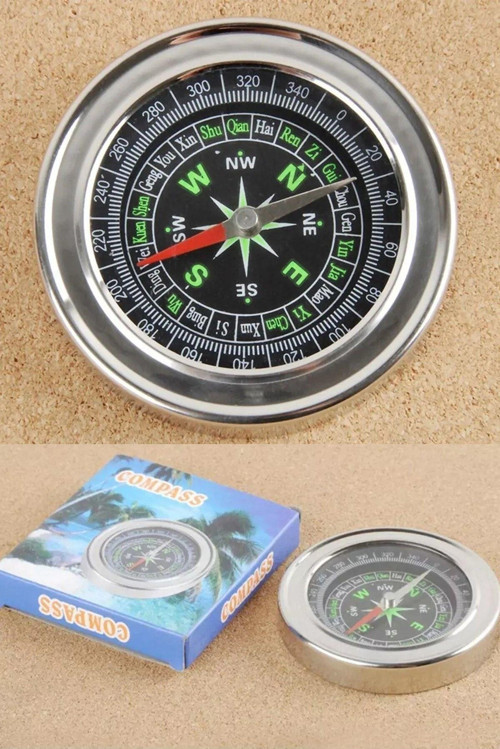 Büyük Boy Paslanmaz Çelik Askeri Manyetik Feng Shui Seyahat Pusula