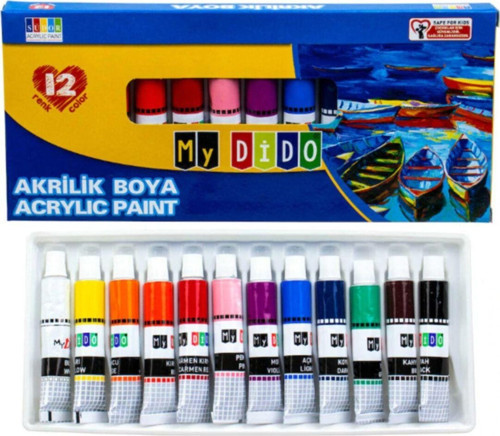 Akrilik Tüp Boya 12x9 - 12 Renkli