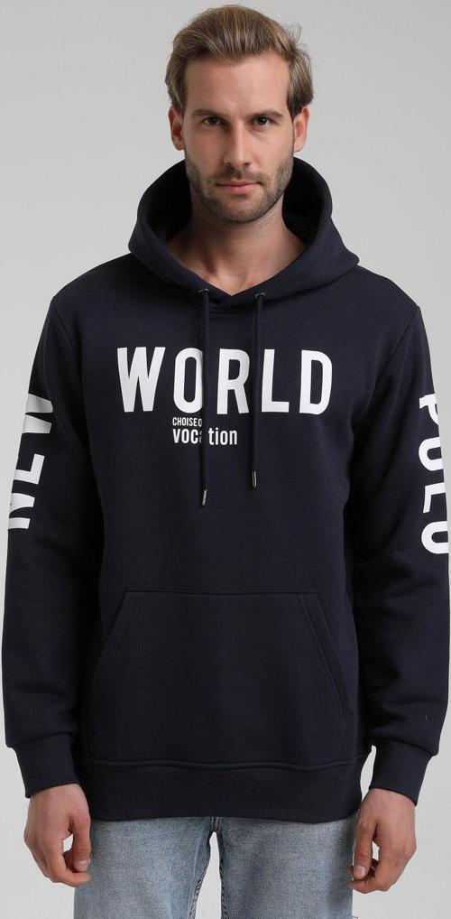 Kapüşonlu Lacivert Slim Fit Hoodie 22FWM64035