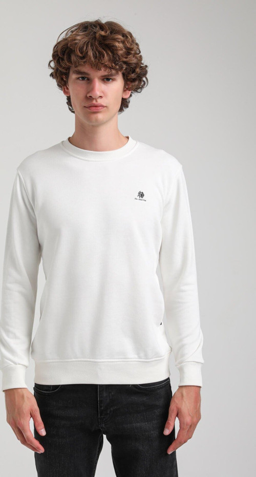 Bisiklet Yaka Ekru Regular Custom Sweatshirt 23FWM60141