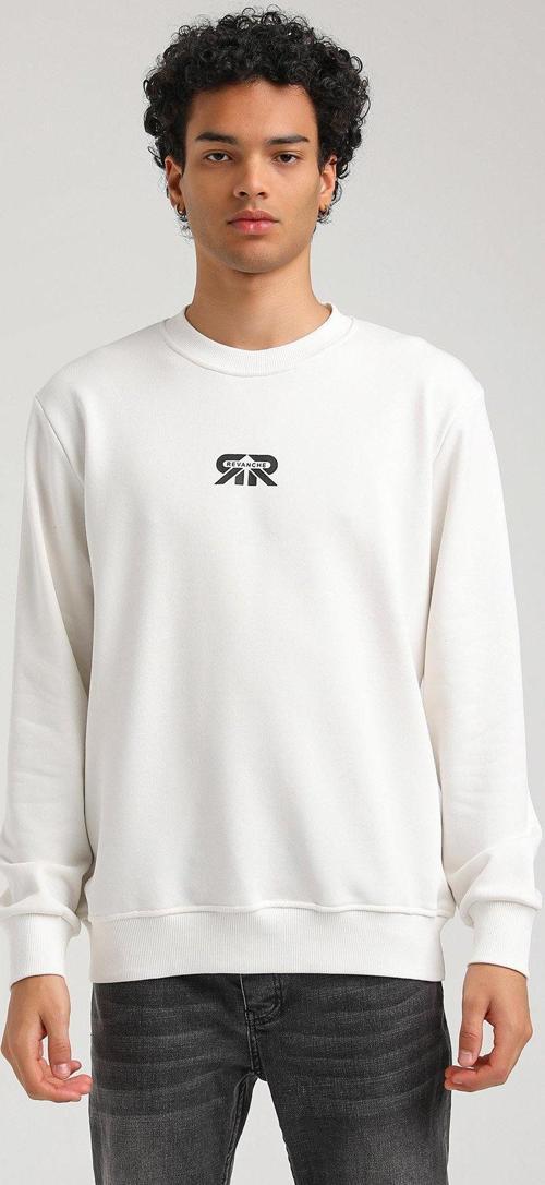 Bisiklet Yaka Ekru Regular Custom Sweatshirt 23FWM60143