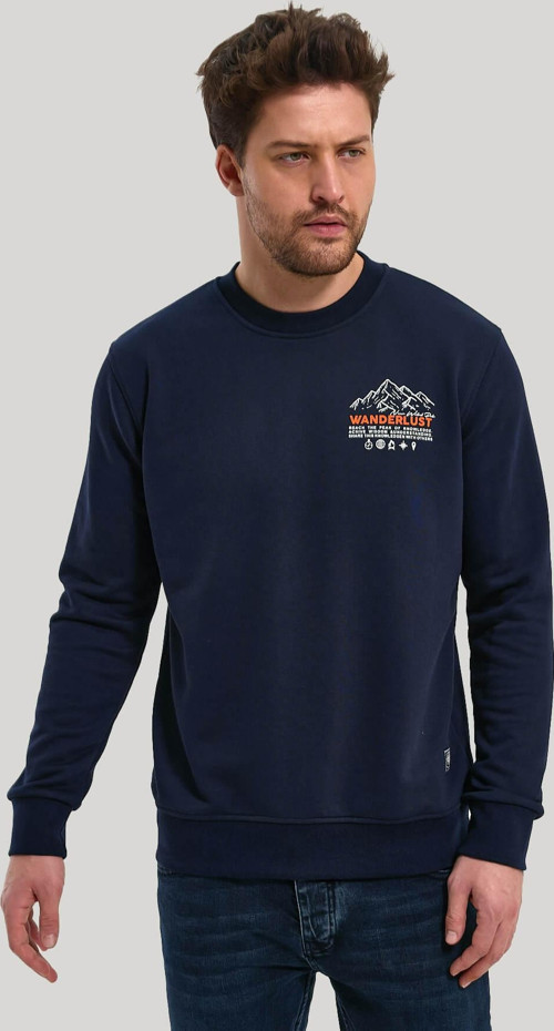 Bisiklet Yaka Lacivert Slim Fit Sweatshirt 23FWM60148
