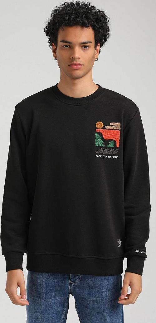 Bisiklet Yaka Siyah Slim Fit Sweatshirt 23FWM60151