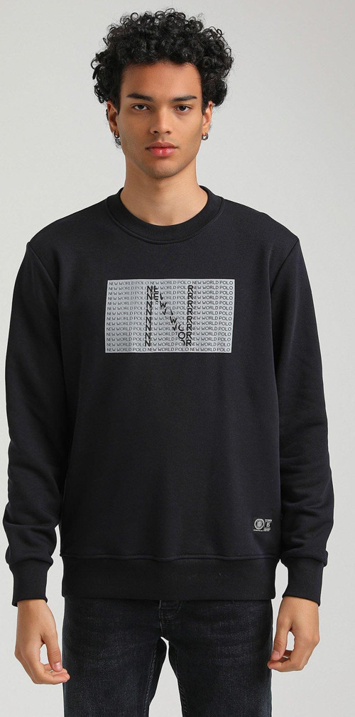 Bisiklet Yaka Lacivert Slim Fit Sweatshirt 23FWM60152