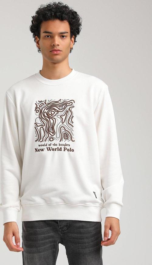 Bisiklet Yaka Ekru Slim Fit Sweatshirt 23FWM60153