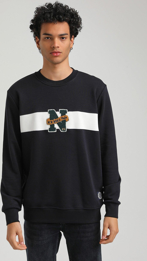 Bisiklet Yaka Lacivert Slim Fit Sweatshirt 23FWM60156