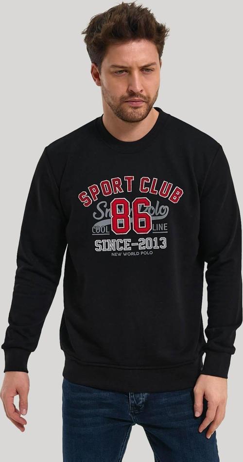 Bisiklet Yaka Siyah Slim Fit Sweatshirt 23FWM60159