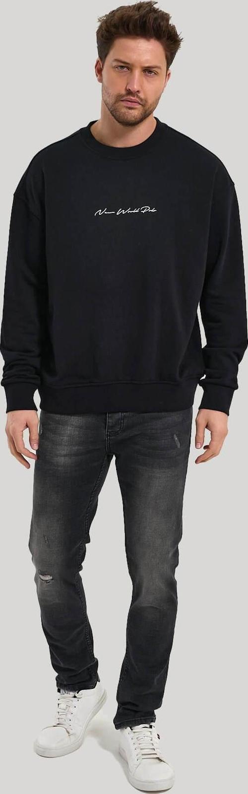 Bisiklet Yaka Siyah Slim Fit Sweatshirt 23FWM60168