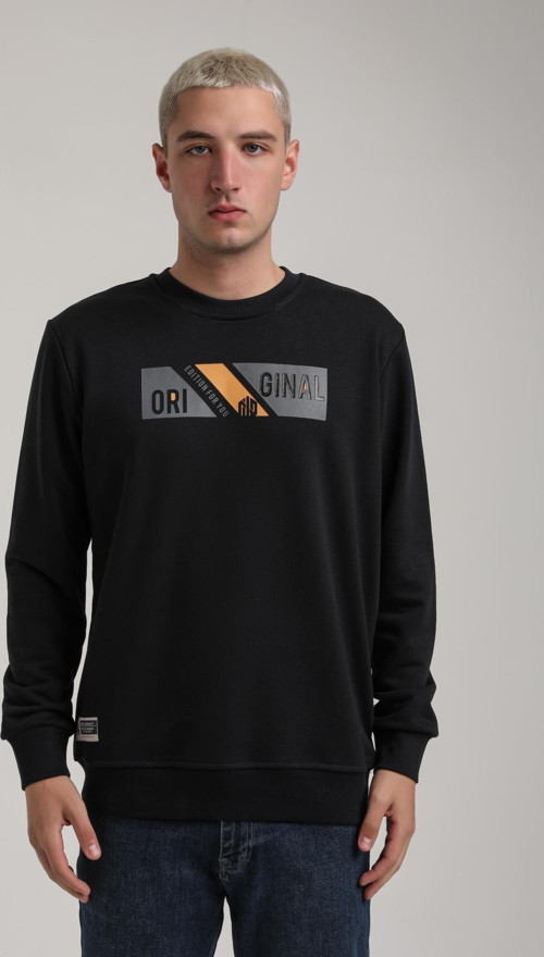 Bisiklet Yaka Lacivert Slim Fit Sweatshirt 24FWM60184
