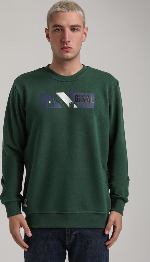 Bisiklet Yaka Yeşil Slim Fit Sweatshirt 24FWM60184