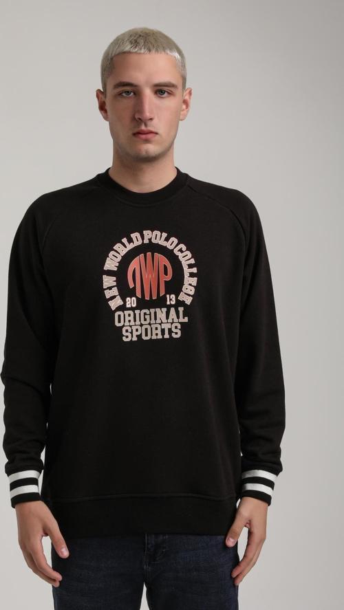 Bisiklet Yaka Siyah Slim Fit Sweatshirt 24FWM60187