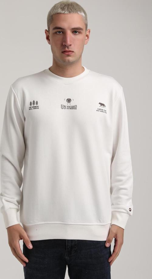 Bisiklet Yaka Ekru Slim Fit Sweatshirt 24FWM60188