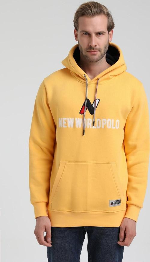 Kapüşonlu Hardal Slim Fit Hoodie 22FWM64032